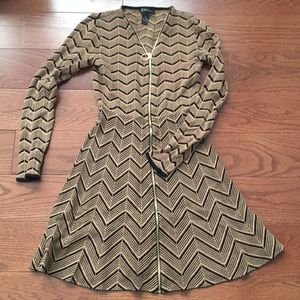 INC chevron PS nylon and rayon dress w front zip